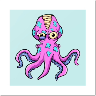 pink octopus zombie Posters and Art